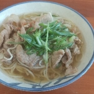 ネギたっぷり豚バラあったかそうめん